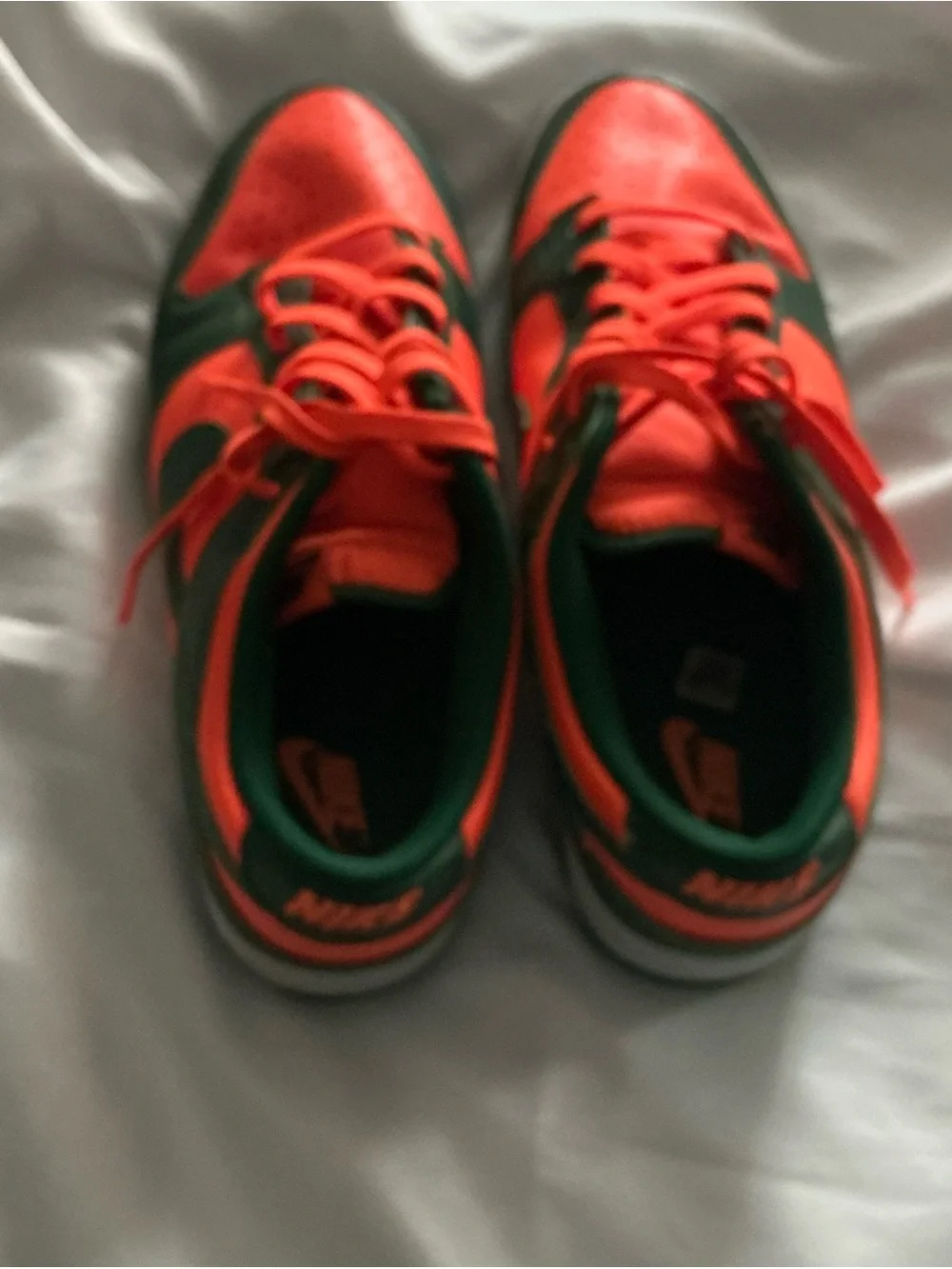 Nike Men’s Low-Top Sneakers in Bright Orange and Dark Green